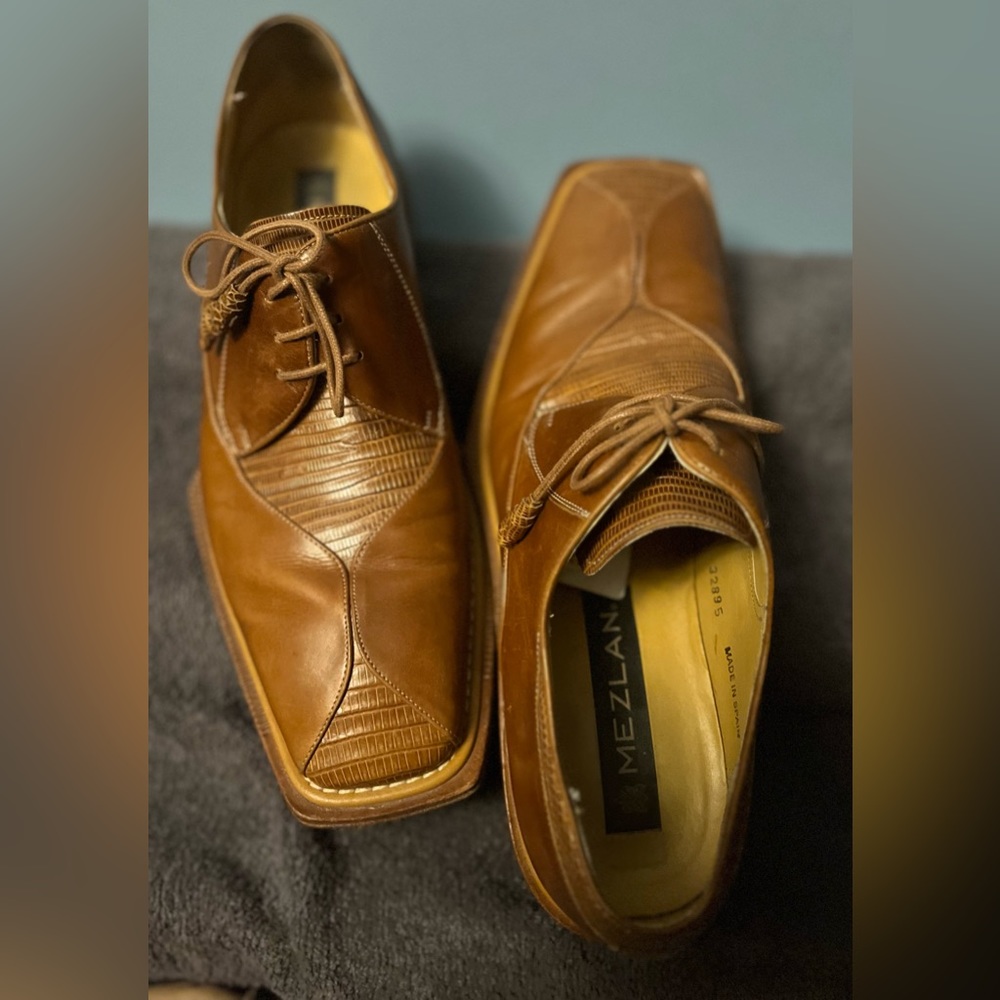 Mezlan Mens Lizard Oxford Shoes in Brown! - Picture 4 of 11